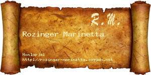 Rozinger Marinetta névjegykártya